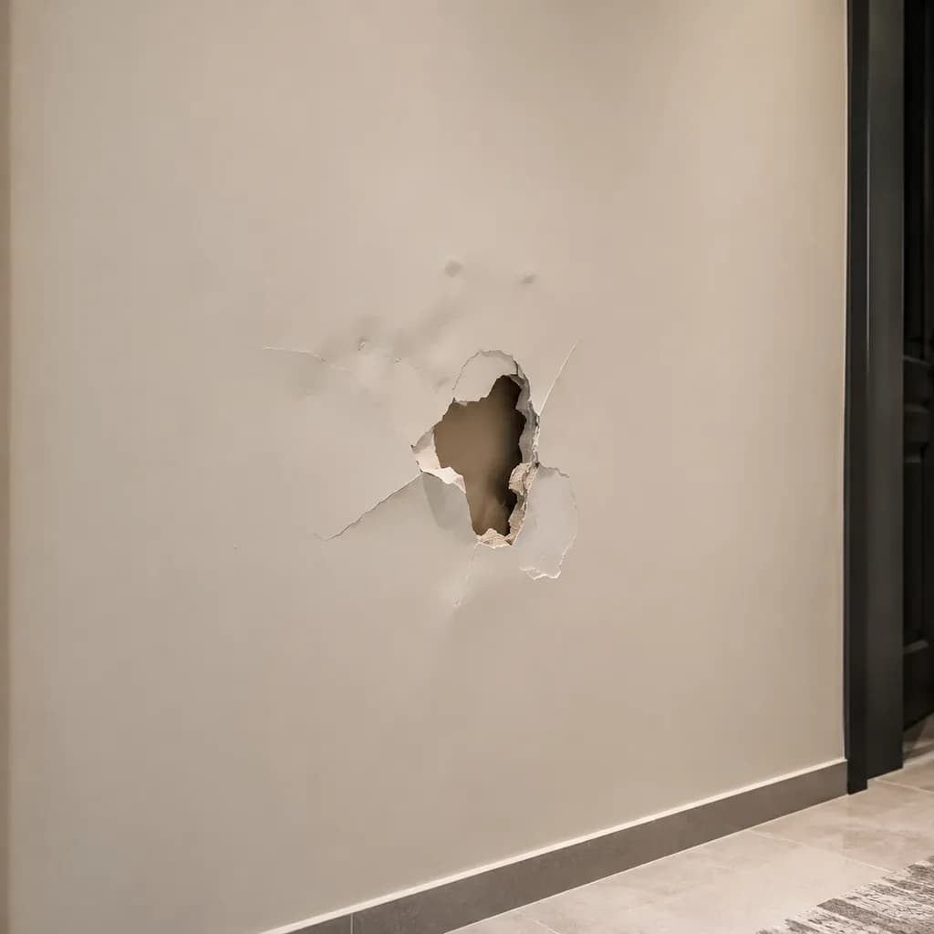 Darbe almış bölme duvarın onarımı öncesi uygulama alanı