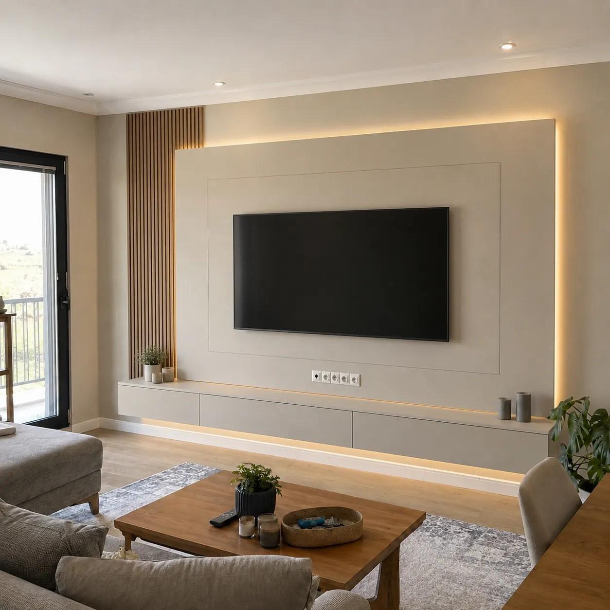 TV için hazırlanmış alçıpan ünite