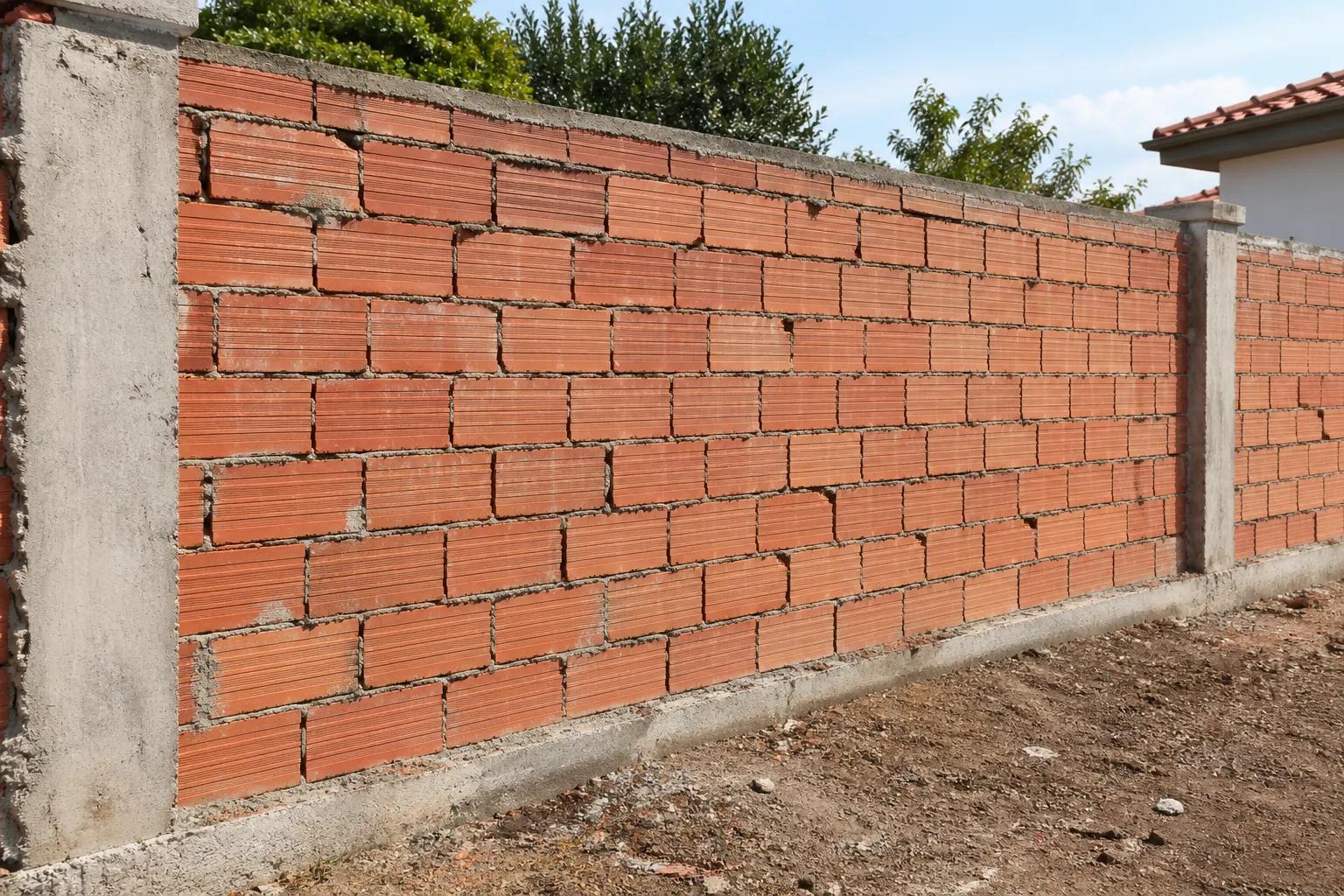 Yeni örülmüş tuğla duvar