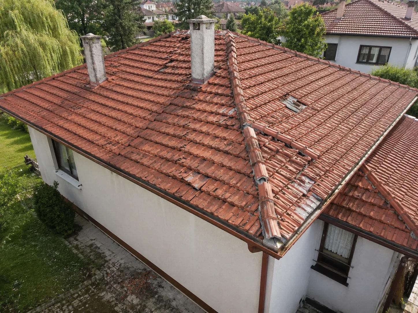 kiremit onarımı öncesi müstakil ev görünümü