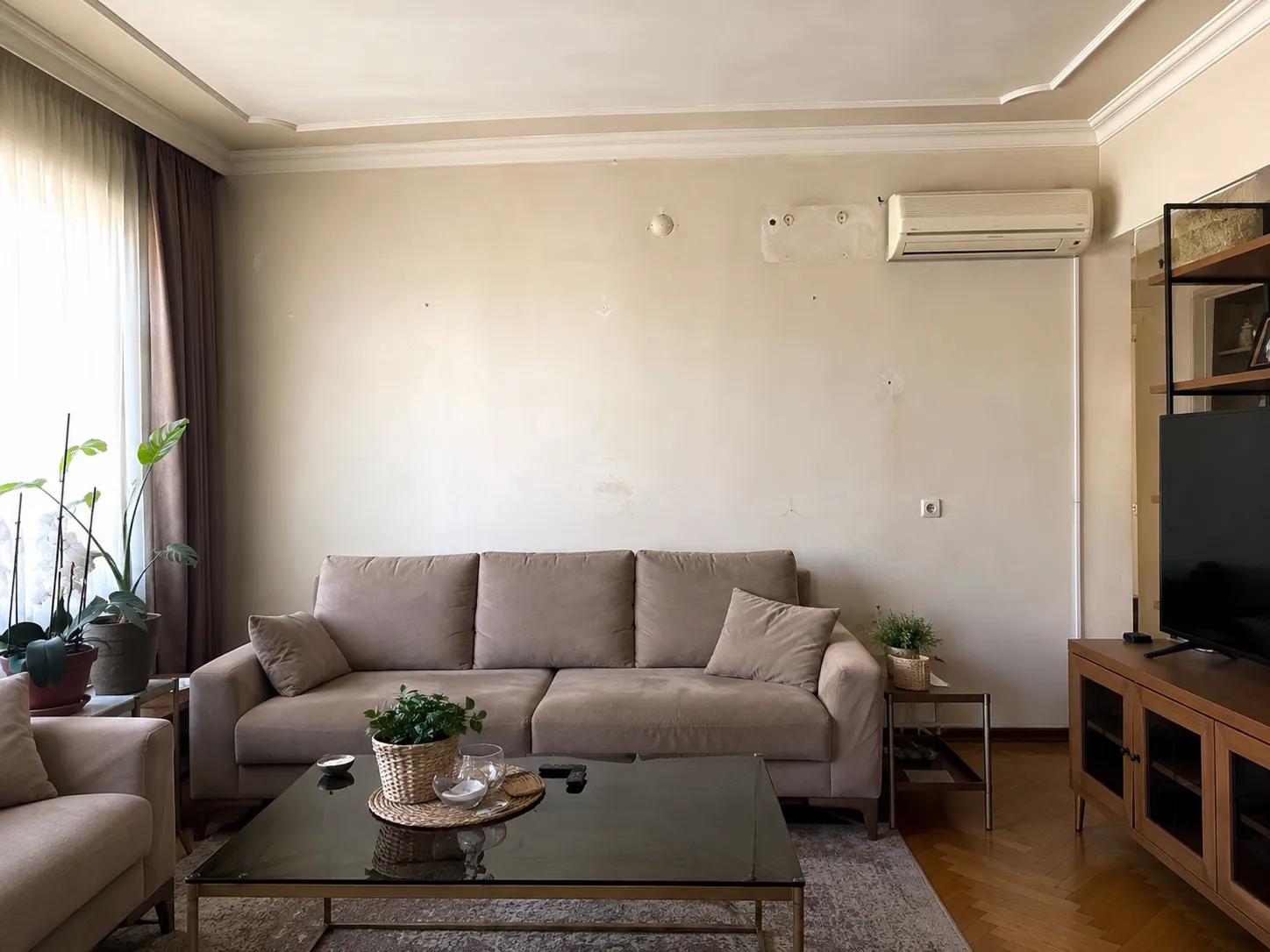 klima montajı öncesi salon görünümü
