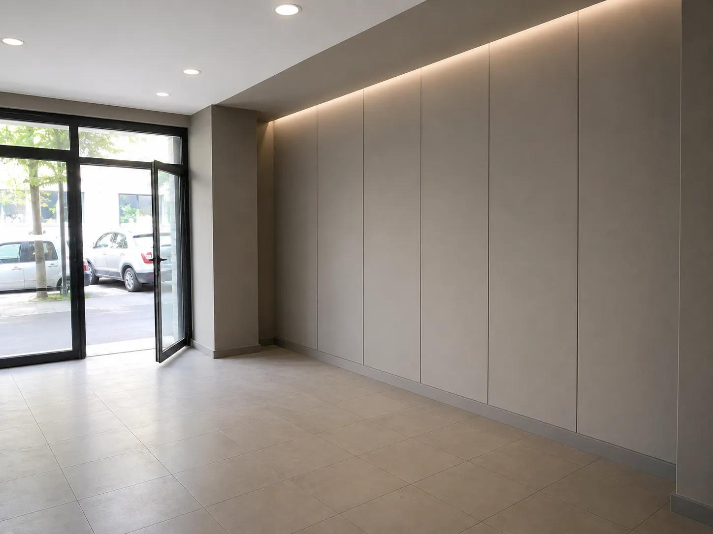 dış cephe elyaflı panel duvar sonrası ticari mekan teslim görünümü