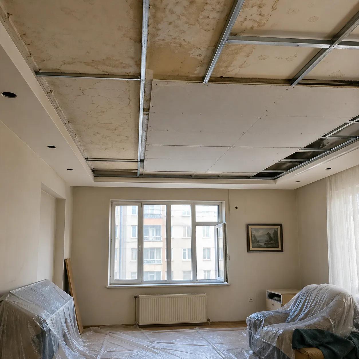 su nem dayanıklı alçıpan asma tavan vidalama iş planı öncesi mevcut durum