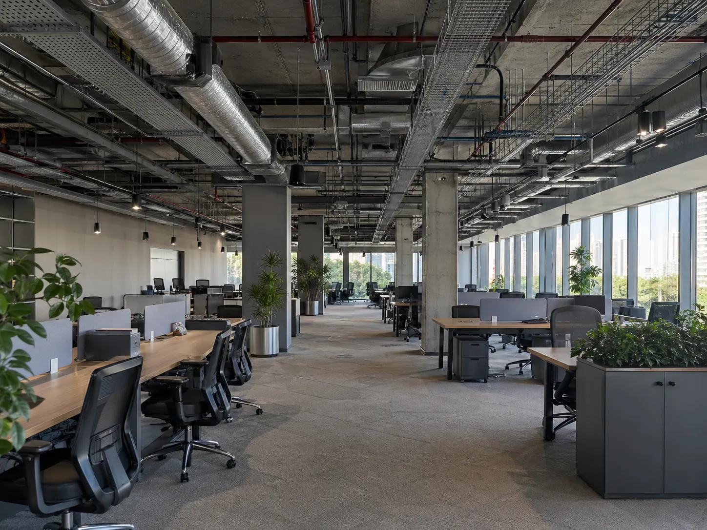 Açık tesisatlı ofis tavanı