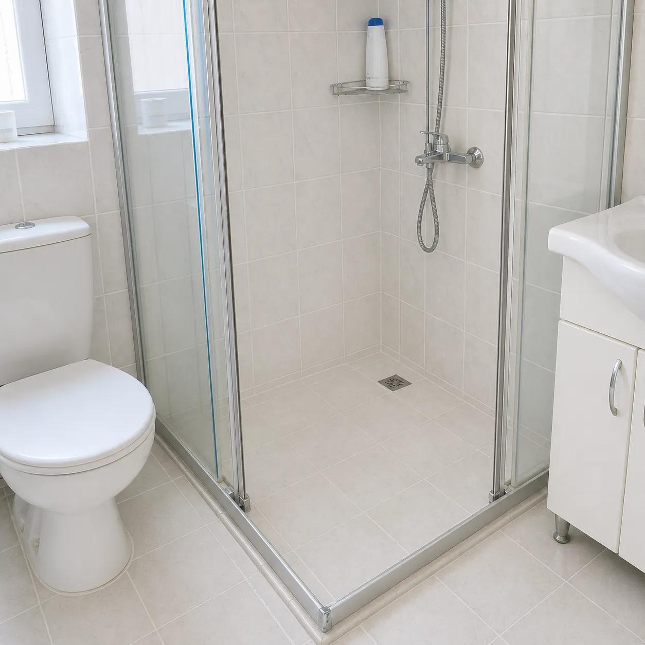 Yeni seramik kaplı banyo zemini